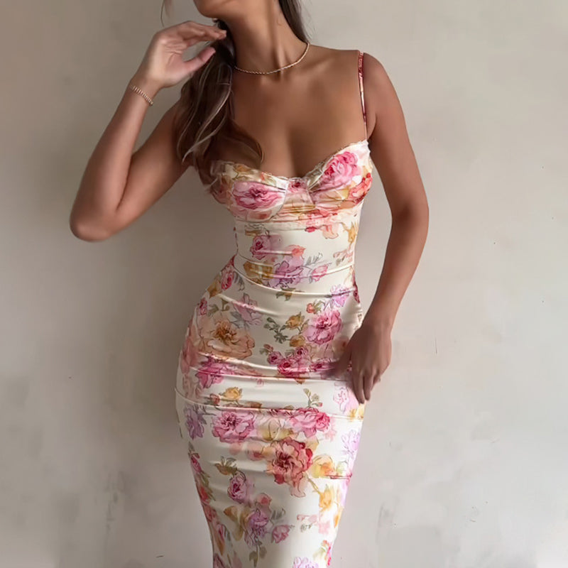 Women's Floral Bodycon Maxi Dress - Sexy Spaghetti Strap Vacation Dres nyvra Women's Floral Bodycon Maxi Dress - Sexy Spaghetti Strap Vacation Dres nyvra